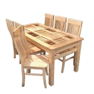 Bộ bàn ăn 6 ghế gỗ Sồi Nga tự nhiên BA5