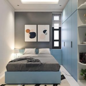 Giường Tủ Gỗ Công Nghiệp MDF Màu Xanh Độc Đáo - TD06