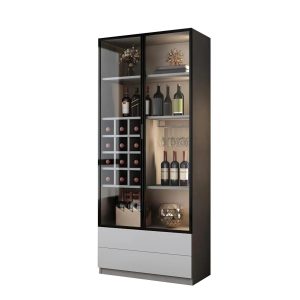 Tủ Rượu Gỗ MDF 2 Cánh Phối Kính Cao Cấp Hiện Đại - TR18