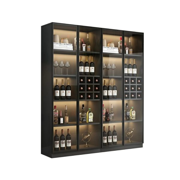 Tủ Rượu Gỗ MDF 4 Cánh Kính Cao Kịch Trần Cao Cấp, Hiện Đại - TR04