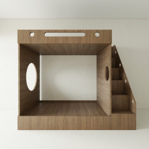 Giường tầng gỗ MDF màu óc chó GTTD04