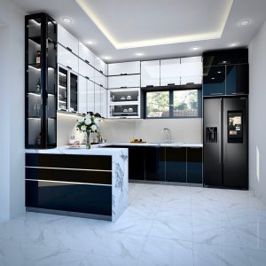 Tủ bếp Inox Cánh Kính CN06