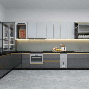 Tủ bếp MDF phủ Melamin Cánh Acrylic CN33